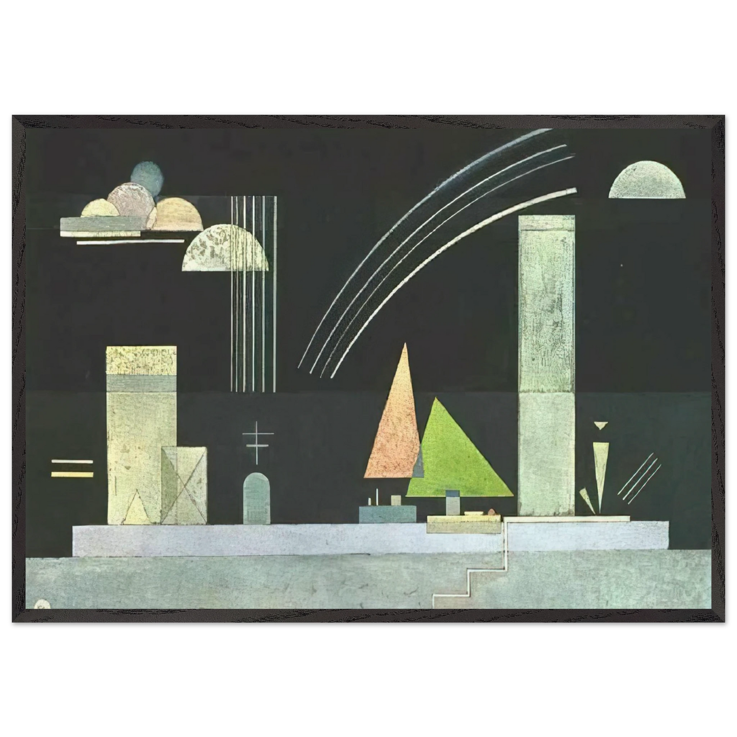 AT REST - Wassily Kandinsky 70x100 cm / 28x40 inches Framed Art Print – Black Wooden Frame