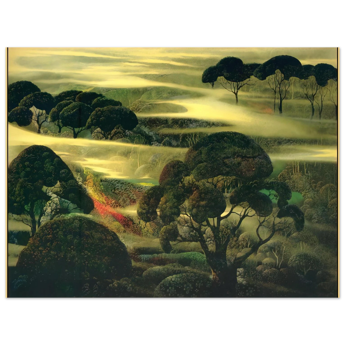 Eyvind Earle - Forest in Fog 75x100 cm / 30x40inches Fine Art Poster