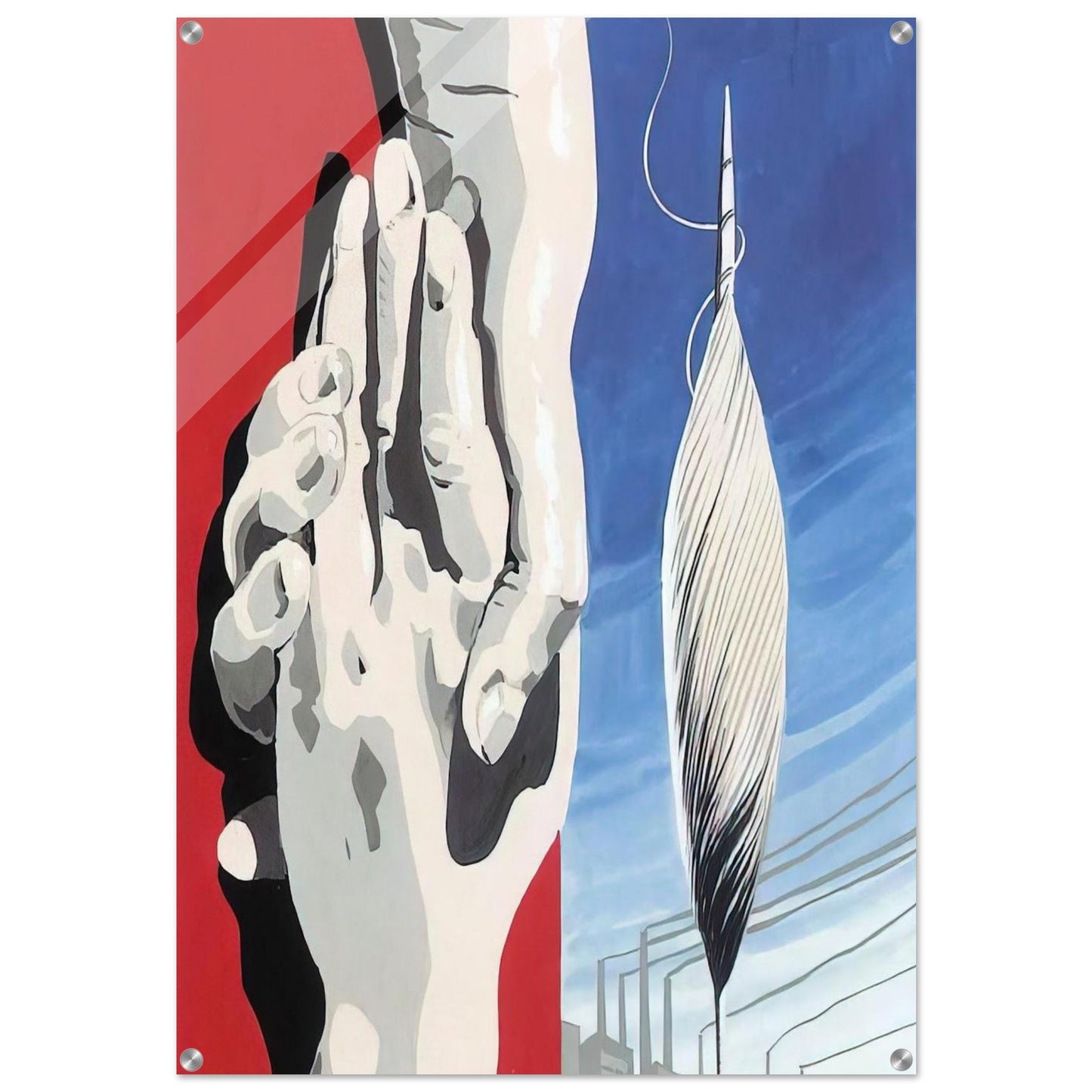 PROJECT OF POSTER THE CENTER OF TEXTILE WORKERS IN BELGIUM 1938 1 - Rene Magritte Acrylic Print - 70x100 cm / 28x40″ inches