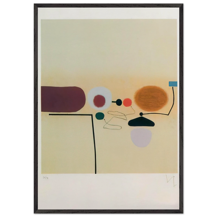 COMPOSITE IMAGE ORANGE AND PINK - Victor Pasmore 70x100 cm / 28x40 inches Framed Art Print – Black Wooden Frame