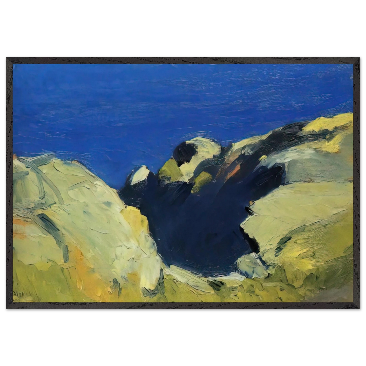 Rocks N1 - Edward Hopper 70x100 cm / 28x40 inches Framed Art Print – Black Wooden Frame
