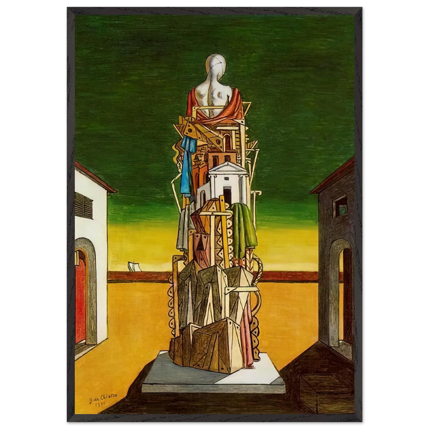 THE GREAT METAPHYSICIAN 1971 - Giorgio de Chirico 70x100 cm / 28x40 inches Framed Art Print – Black Wooden Frame