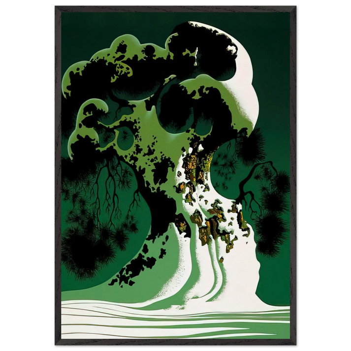 Snow Covered Bonsai - Eyvind Earle 70x100 cm / 28x40 inches Framed Art Print – Black Wooden Frame