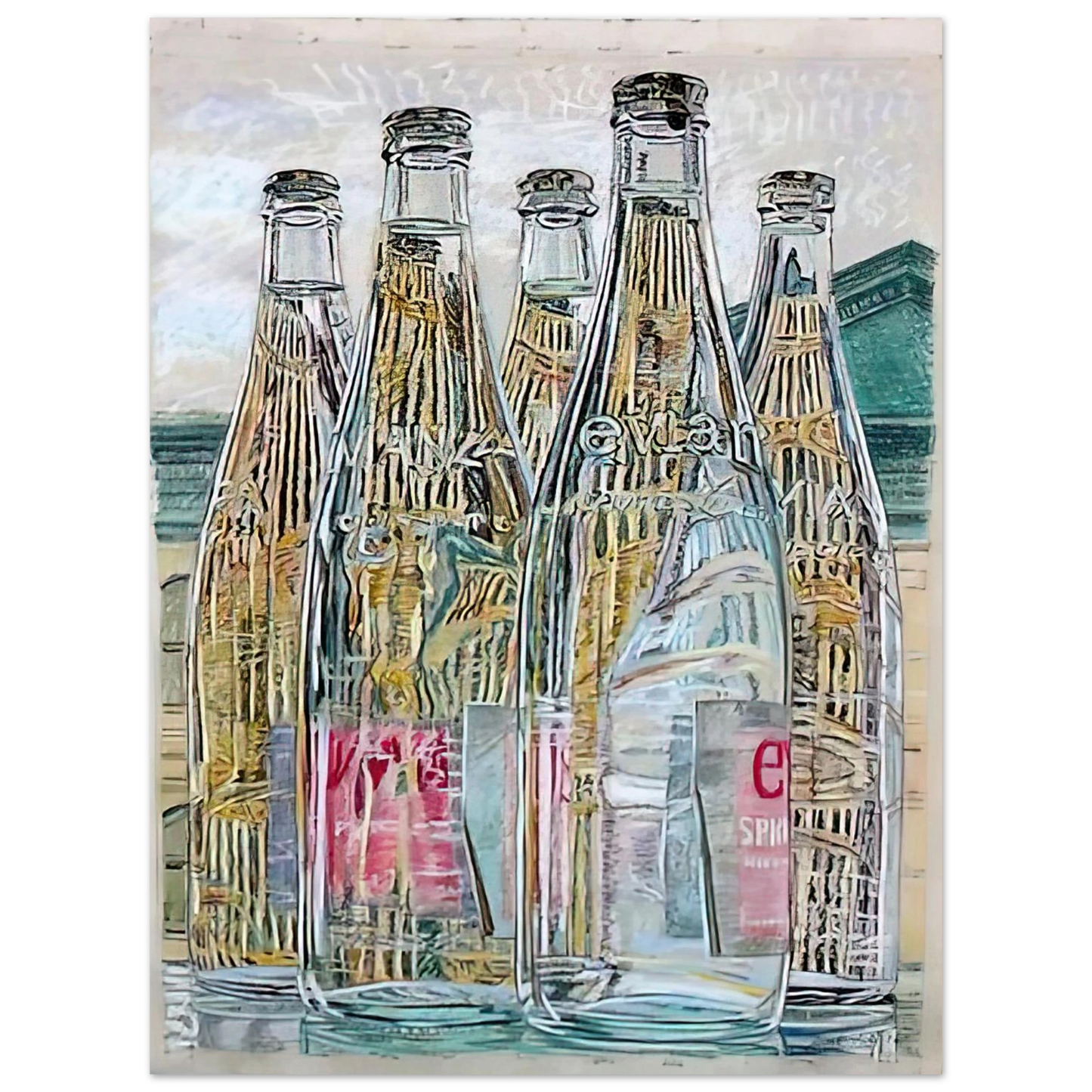 Janet Fish - EVIAN BOTTLES 1976 75x100 cm / 30x40inches Fine Art Poster