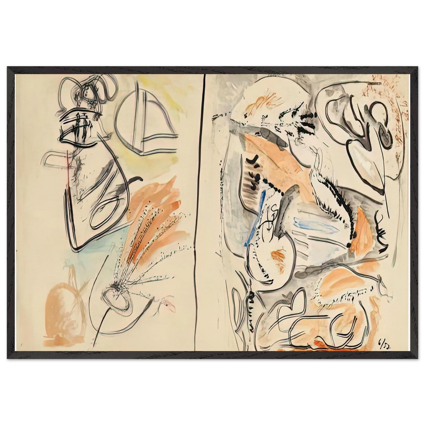 Window Shade No 2 1952- - Helen Frankenthaler 70x100 cm / 28x40 inches Framed Art Print – Black Wooden Frame