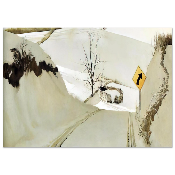 Andrew Wyeth - RING ROAD Wall Art - 30x40 cm / 12x16 inches - Premium Wooden Framed Poster With Fine Art Paper - White frame
