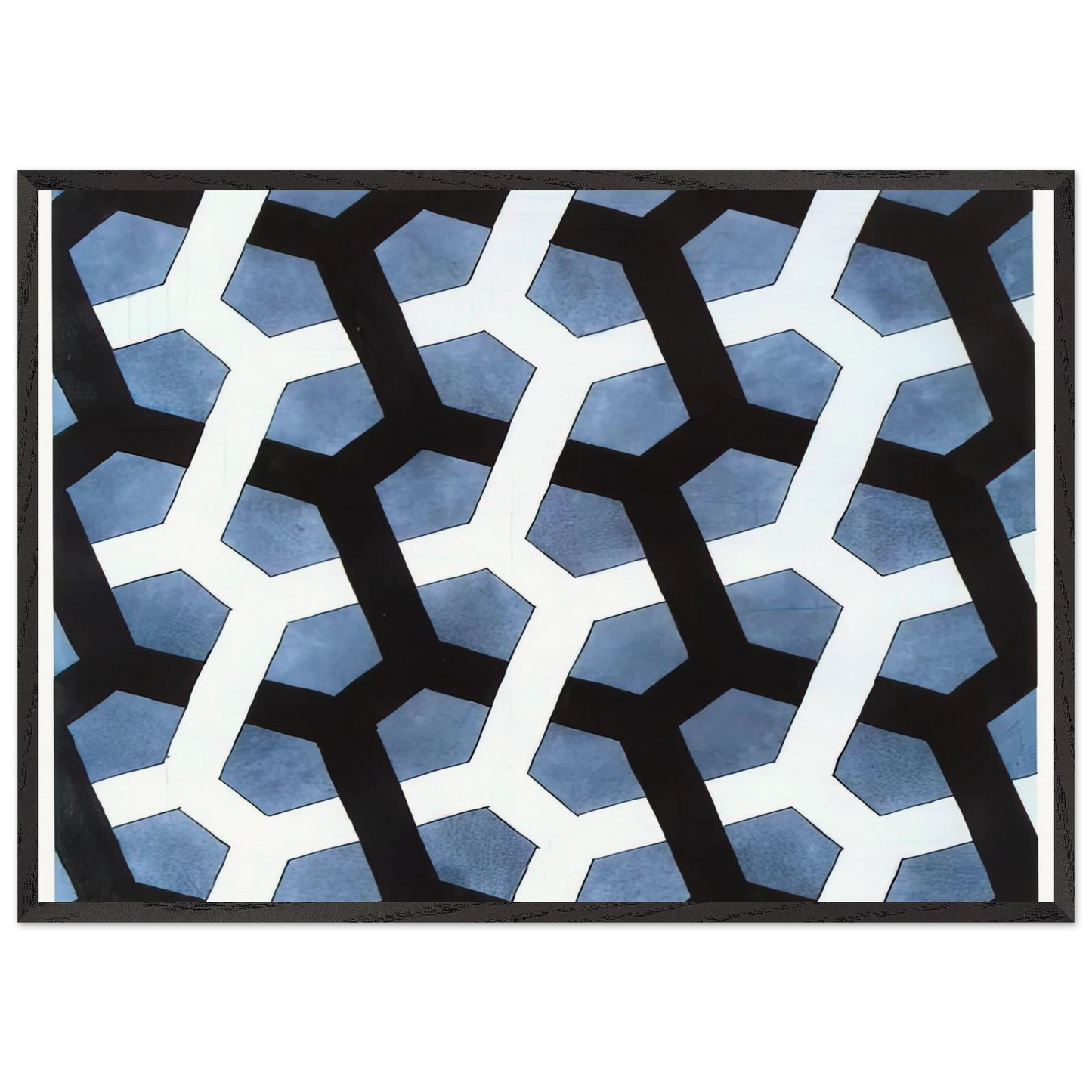 INTERLACED HEXAGON - MC Escher 70x100 cm / 28x40 inches Framed Art Print – Black Wooden Frame | Maurits Cornelis Escher Prints