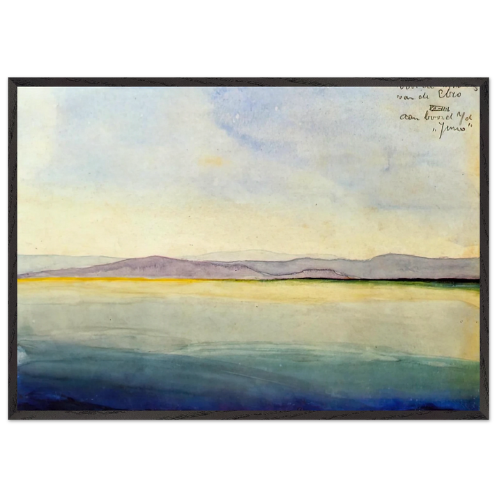 THE SEA AT THE MOUTH OF THE EBRO - MC Escher 70x100 cm / 28x40 inches Framed Art Print – Black Wooden Frame | Maurits Cornelis Escher Prints