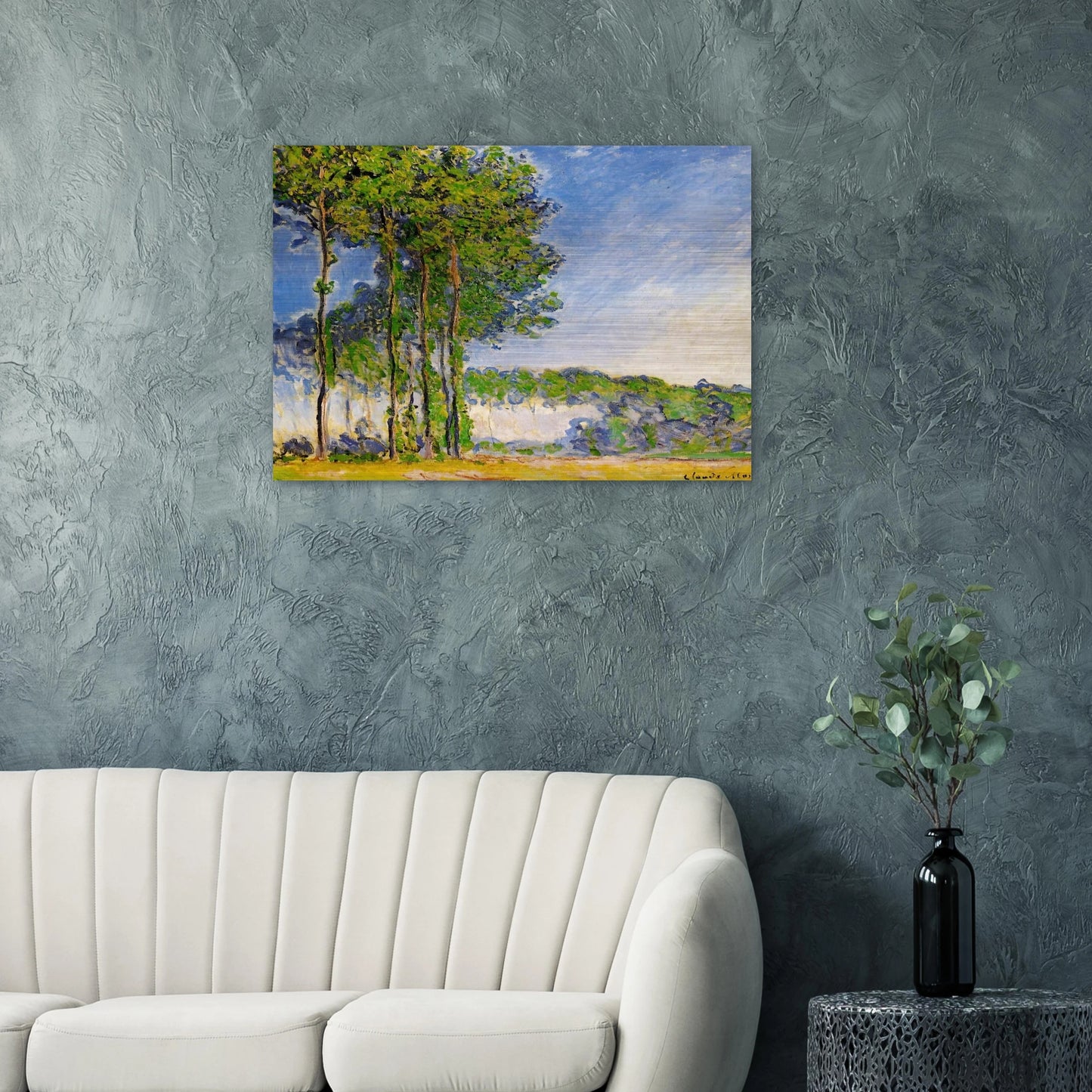 Poplars, View from the Marsh - claude monet Brushed Aluminum Print - 70x100 cm / 28x40 inches | claude monet Aluminum Print | claude monet Prints