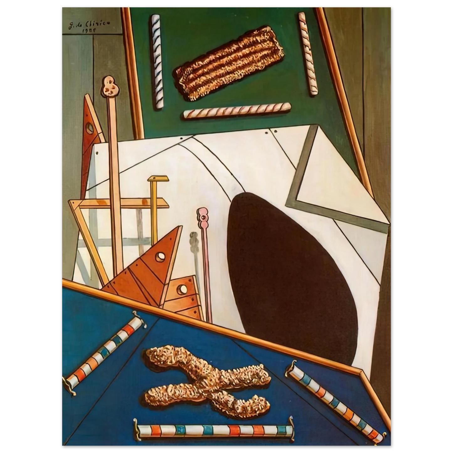 Giorgio de Chirico - METAPHYSICAL INTERIOR WITH BISCUITS 75x100 cm / 30x40inches Fine Art Poster