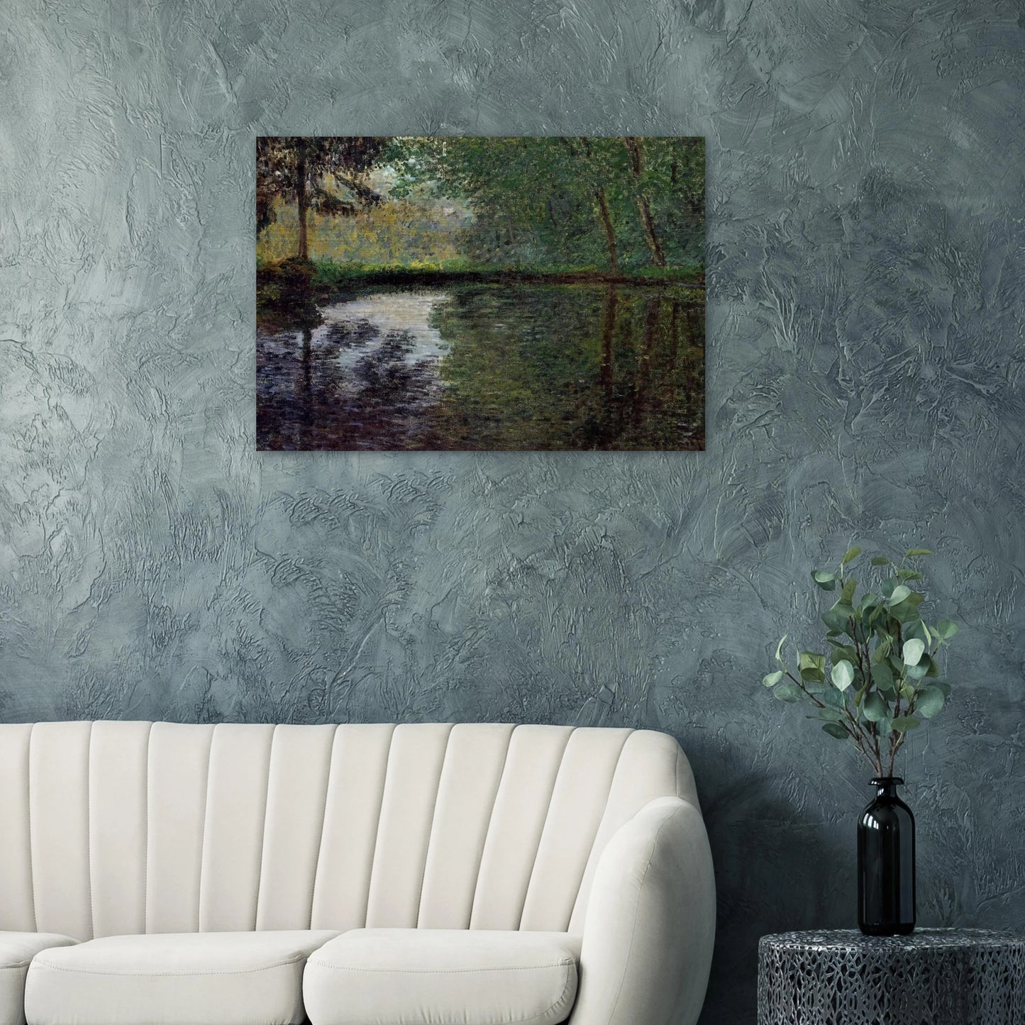 The Pond at Montgeron 2 - claude monet Brushed Aluminum Print - 70x100 cm / 28x40 inches | claude monet Aluminum Print | claude monet Prints