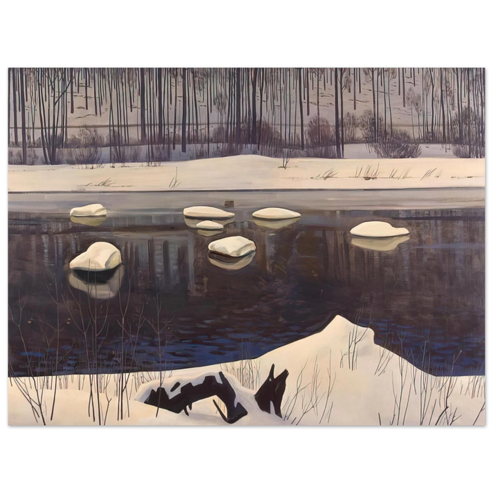 Rockwell Kent - Au Sable River, Winter, Adirondacks 75x100 cm / 30x40inches Fine Art Poster
