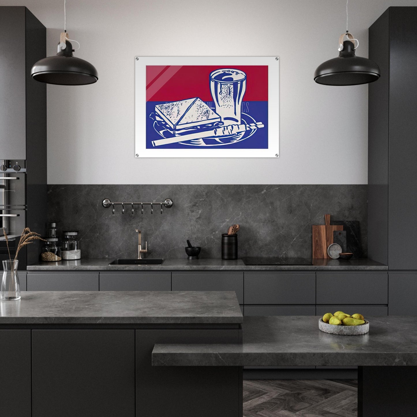 SANDWICH AND SODA 1964 - Roy Lichtenstein Acrylic Print - 70x100 cm / 28x40″ inches