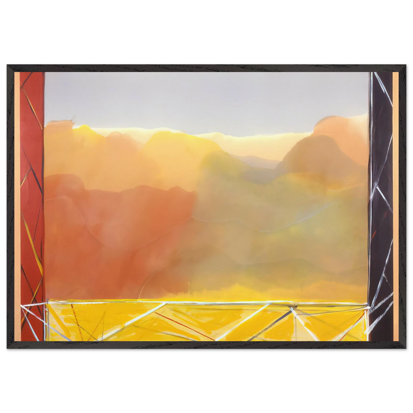 The Yellow Bridge - 1988 - Ronnie Landfield 70x100 cm / 28x40 inches Framed Art Print – Black Wooden Frame
