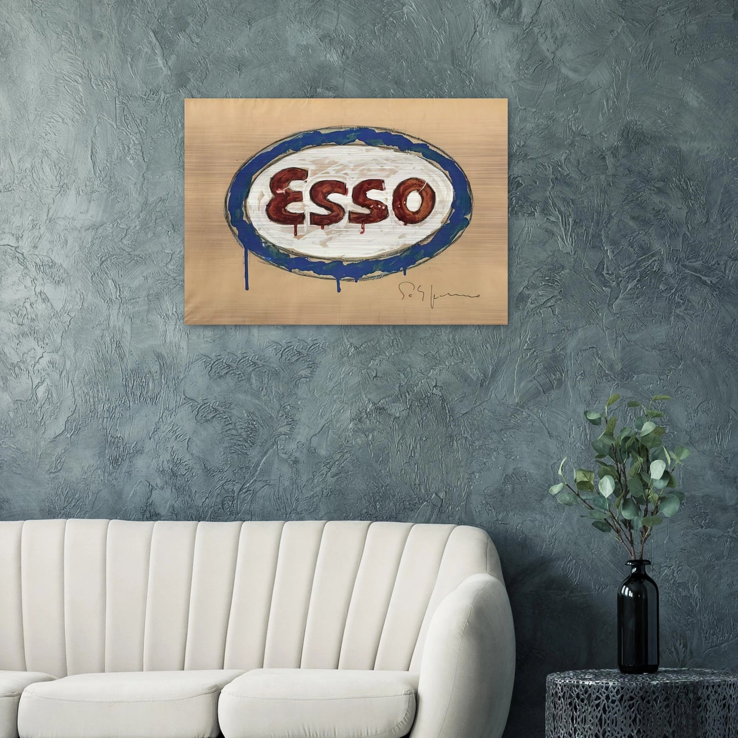 Esso - Pop Art - Mario Schifano Brushed Aluminum Print - 70x100 cm / 28x40 inches | Mario Schifano Aluminum Print | Mario Schifano Prints