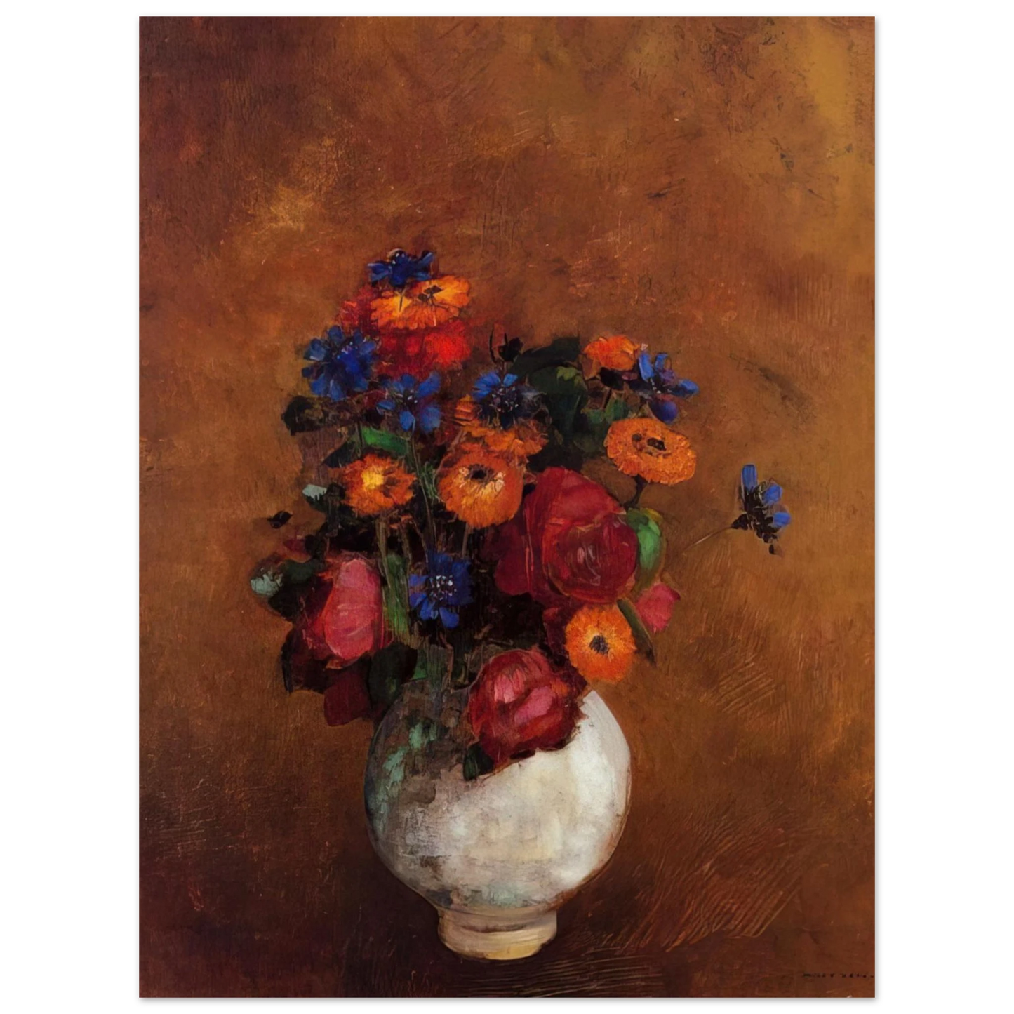 Odilon Redon - BOUQUET OF FLOWERS IN A WHITE VASE 75x100 cm / 30x40inches Fine Art Poster