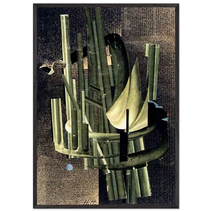 RAUMFAHRT 1956 - Hannah Hoch 70x100 cm / 28x40 inches Framed Art Print – Black Wooden Frame