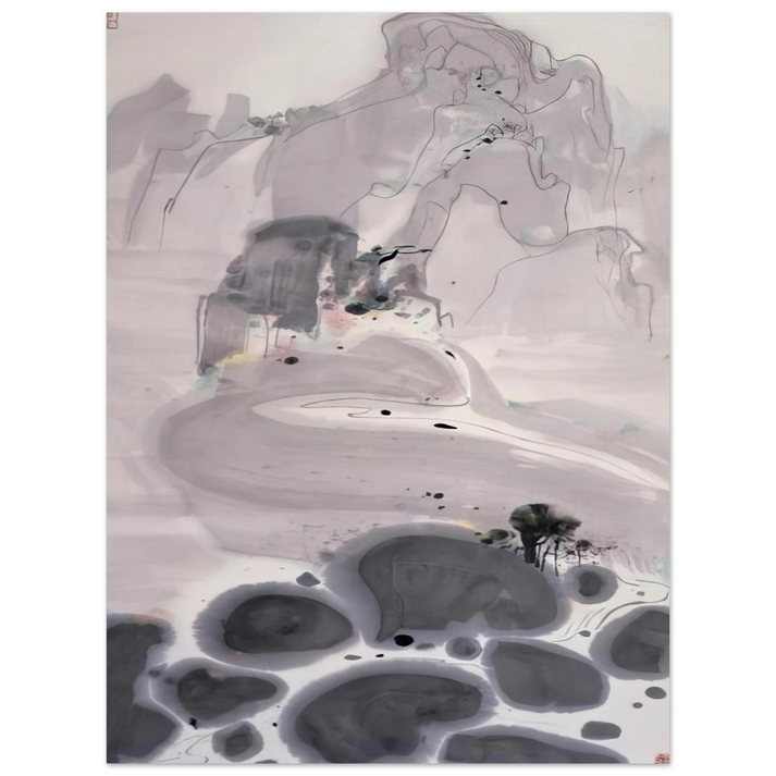 Wu Guanzhong - Mountains High and Streams Eternal - 1986 75x100 cm / 30x40inches Fine Art Poster