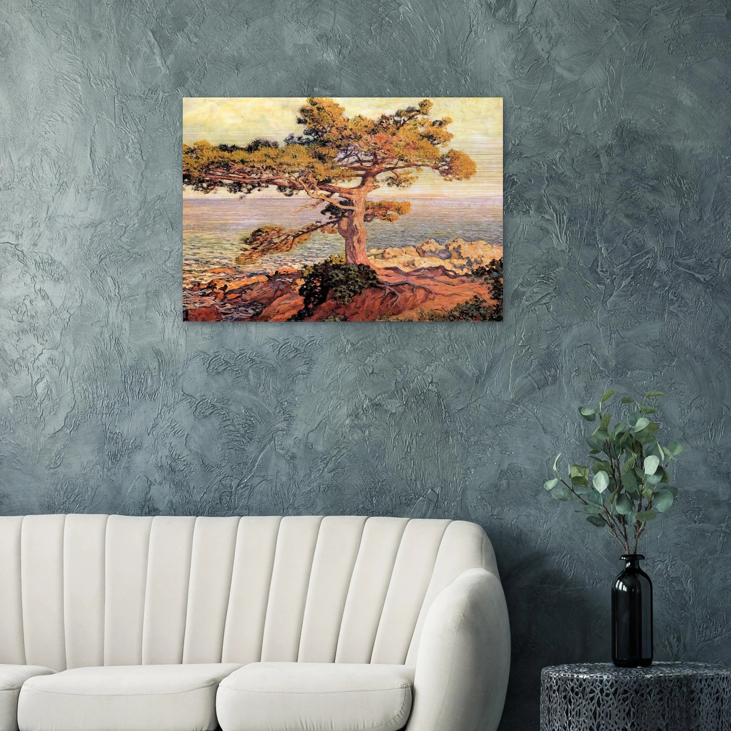 PINE BY THE MEDITERRANEAN SEA 1916 - Theo van Rysselberghe Brushed Aluminum Print - 70x100 cm / 28x40 inches | Theo van Rysselberghe Aluminum Print | Theo van Rysselberghe Prints