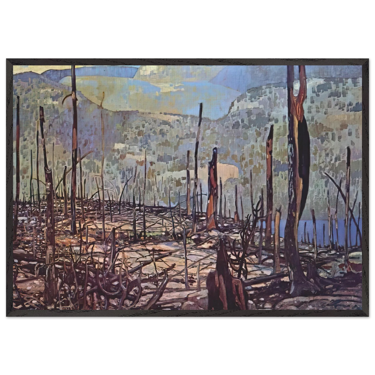 Fire Swept Algoma - 1920 - Frank Johnston 70x100 cm / 28x40 inches Framed Art Print – Black Wooden Frame