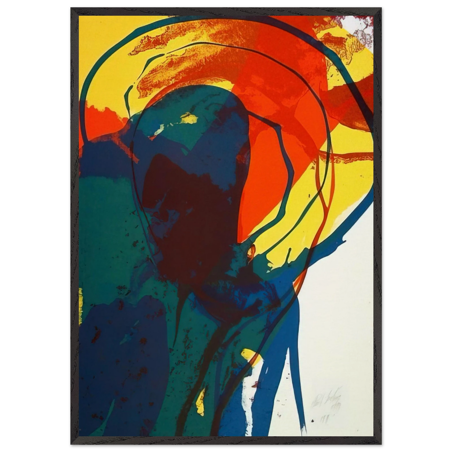 Untitled - Abstract Expressionism N4 - Paul Jenkins 70x100 cm / 28x40 inches Framed Art Print – Black Wooden Frame