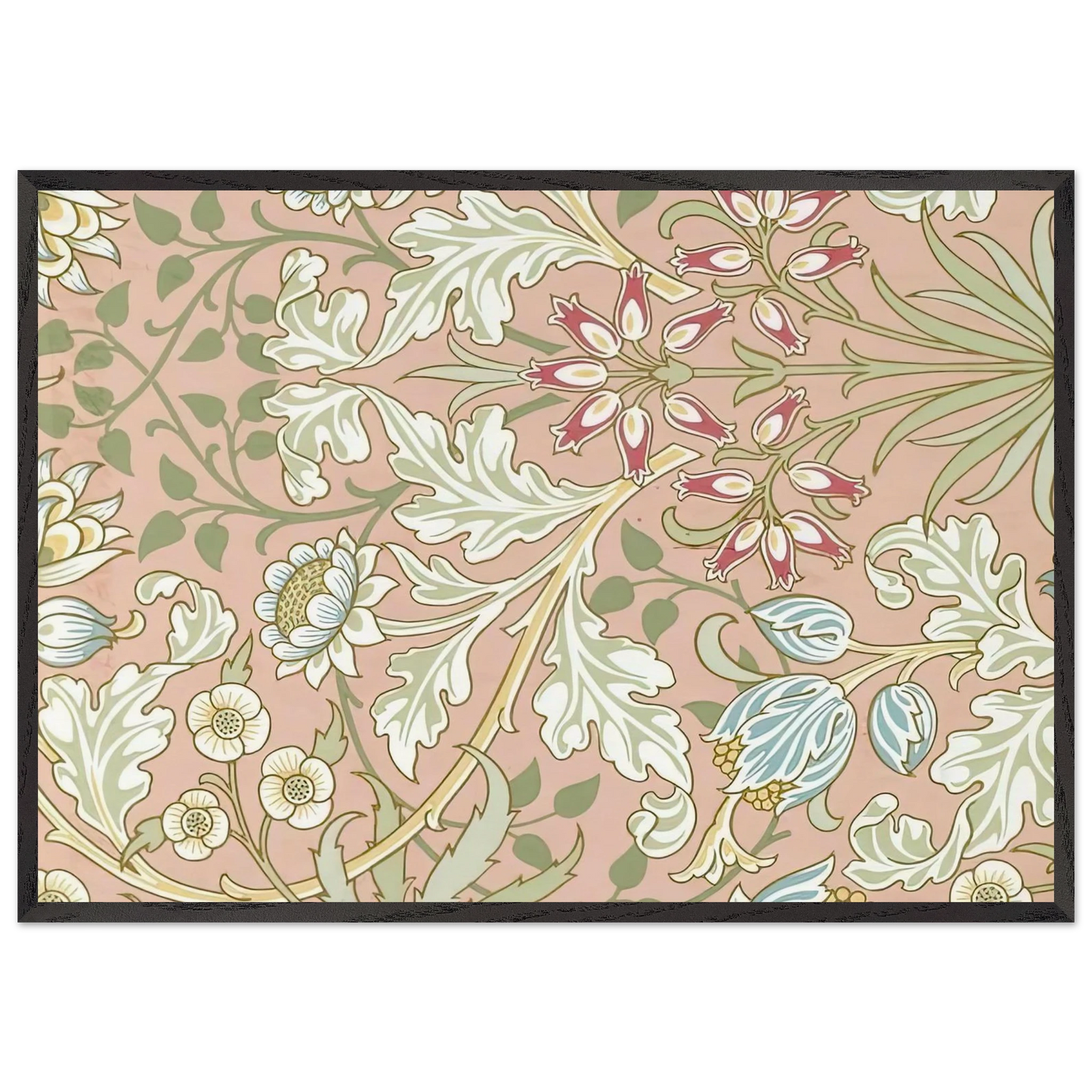 WALLPAPER HYACINTH PATTERN 480 1917 - William Morris 70x100 cm / 28x40 inches Framed Art Print – Black Wooden Frame