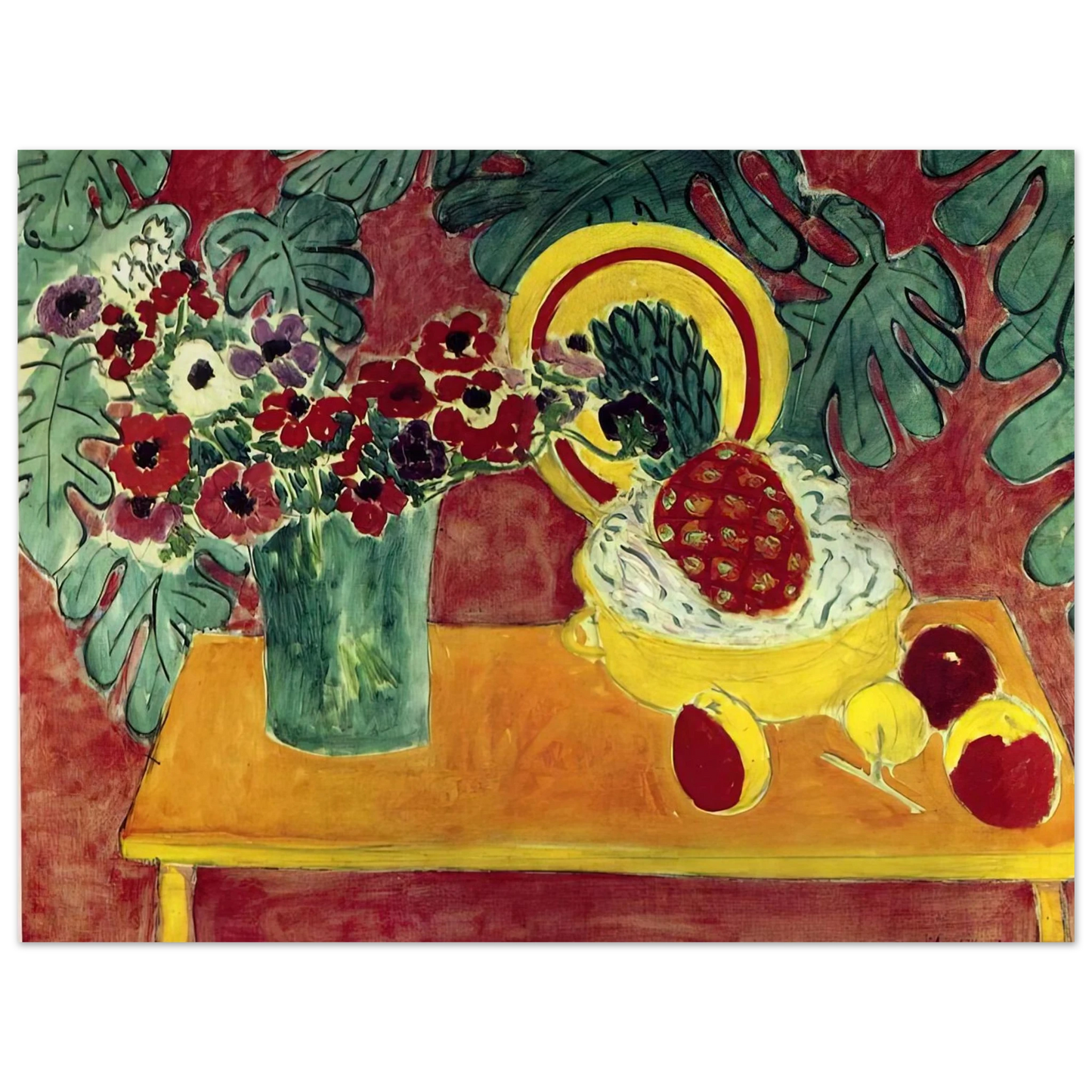 Henri Matisse - PINEAPPLE AND ANEMONES 1940 75x100 cm / 30x40inches Fine Art Poster