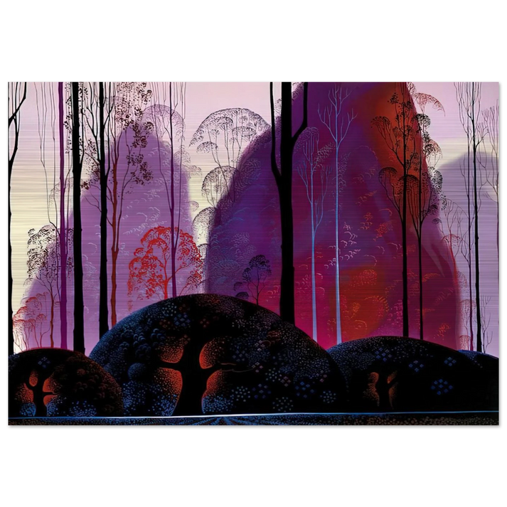 Mauve, Red and Purple - Eyvind Earle Brushed Aluminum Print - 70x100 cm / 28x40 inches | Eyvind Earle Aluminum Print | Eyvind Earle Prints