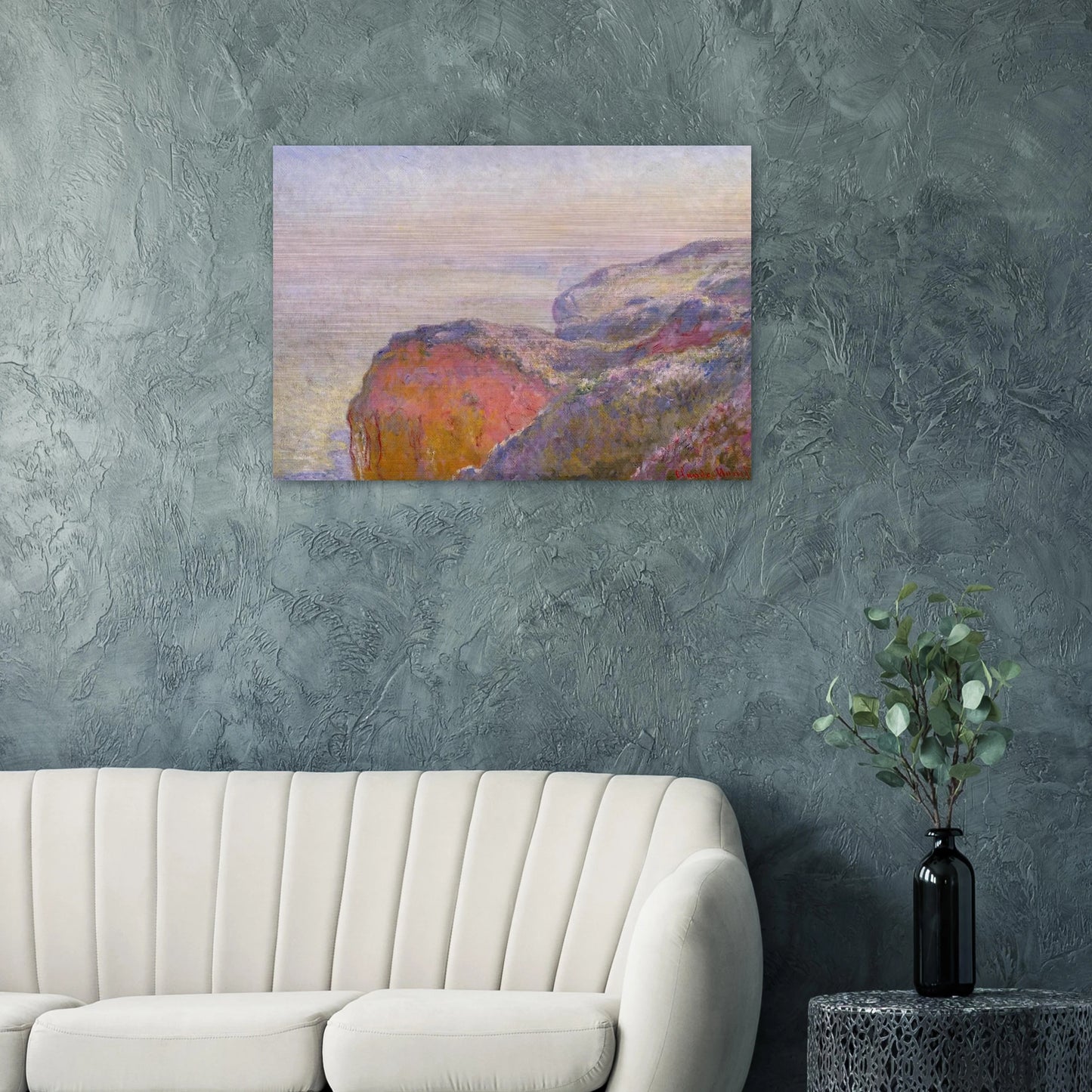 Cliff near Dieppe in the Morning - claude monet Brushed Aluminum Print - 70x100 cm / 28x40 inches | claude monet Aluminum Print | claude monet Prints