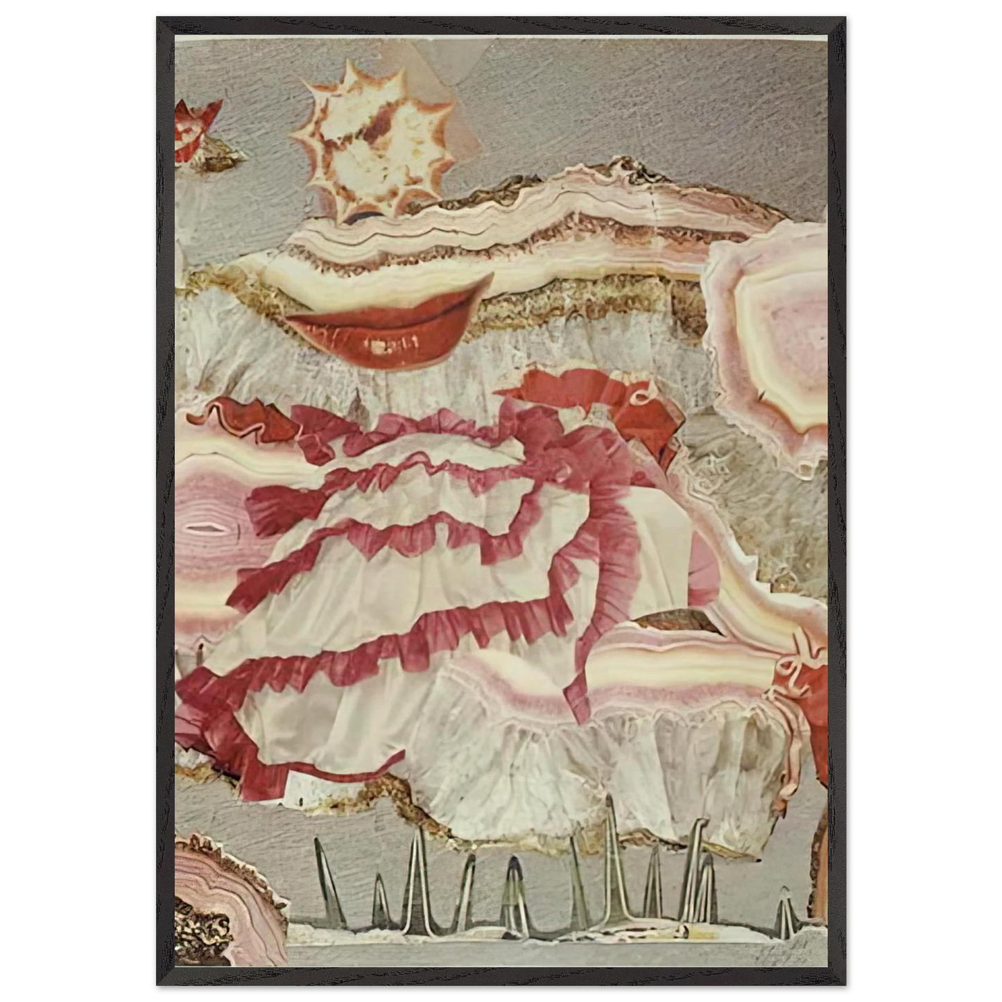 AROUND A RED MOUTH 1967 - Hannah Hoch 70x100 cm / 28x40 inches Framed Art Print – Black Wooden Frame