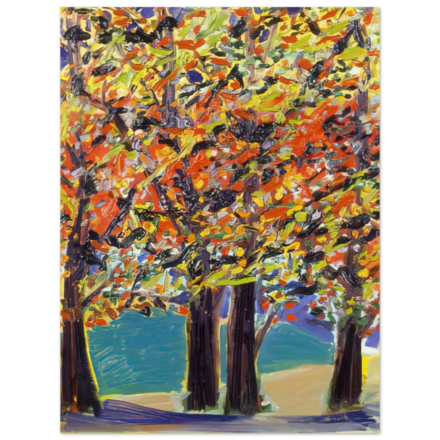 Ronnie Landfield - Autumn View, West Hurley, NY - 1984 75x100 cm / 30x40inches Fine Art Poster