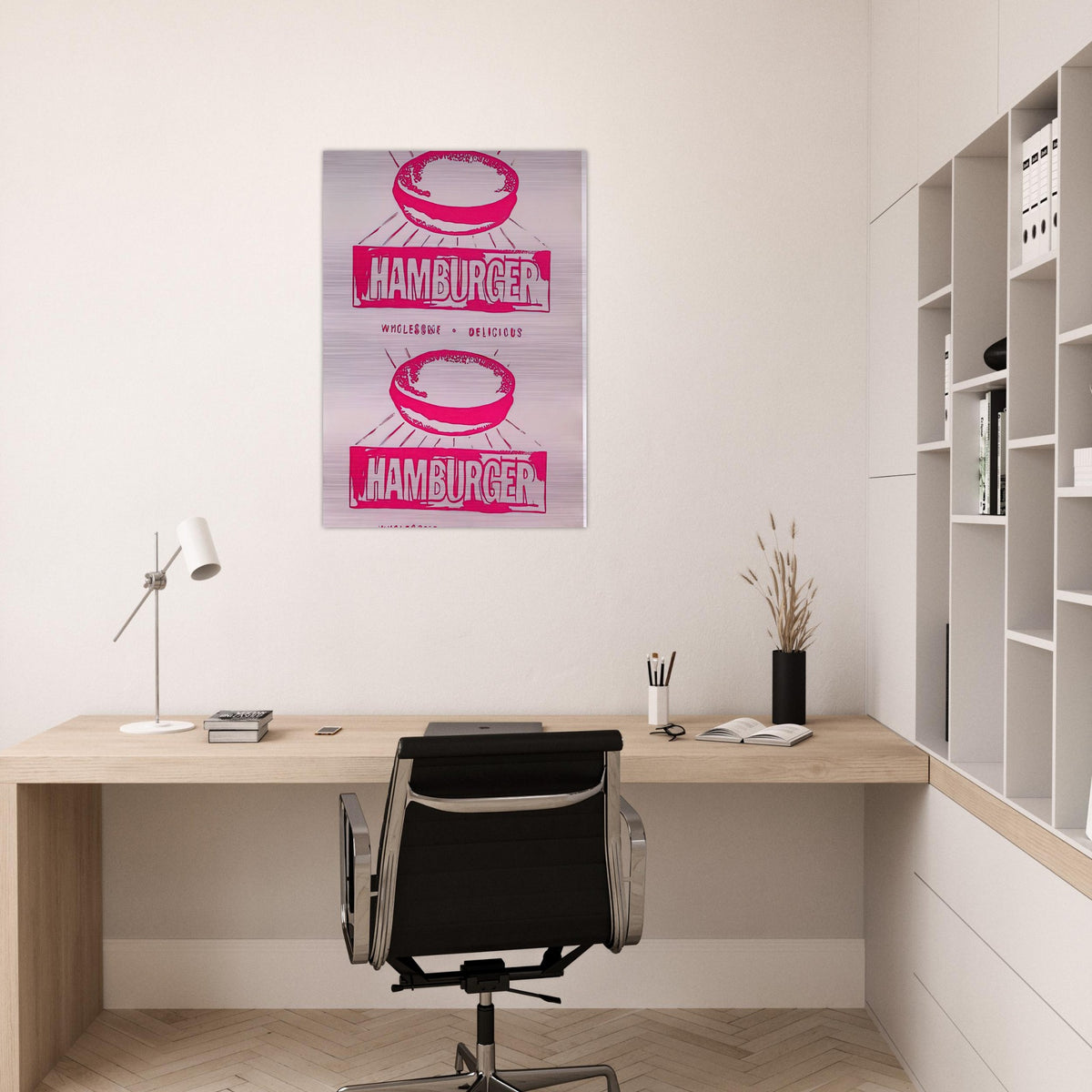 Double Hamburger - Andy Warhol Brushed Aluminum Print - 70x100 cm / 28x40 inches | Andy Warhol Aluminum Print | Andy Warhol Prints