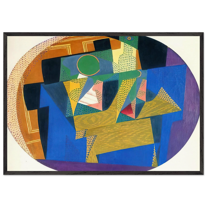 FRUIT BOWL WITH BOTTLE - Juan Gris 70x100 cm / 28x40 inches Framed Art Print – Black Wooden Frame