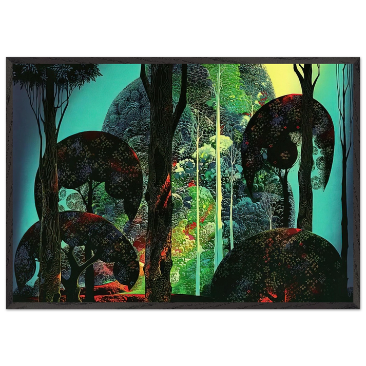Fired by Sun - Eyvind Earle 70x100 cm / 28x40 inches Framed Art Print – Black Wooden Frame