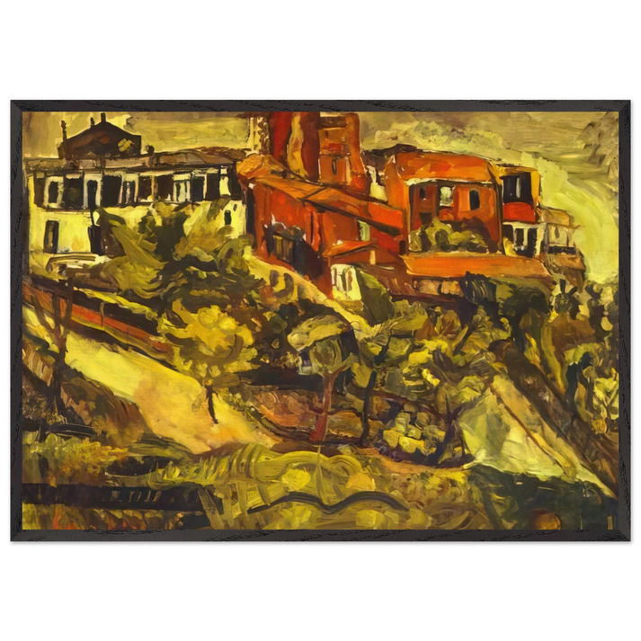 RED HOUSES - Chaim Soutine 70x100 cm / 28x40 inches Framed Art Print – Black Wooden Frame