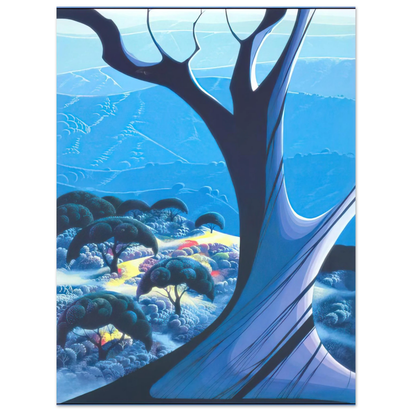 Eyvind Earle - Purple Treeand Mountains 75x100 cm / 30x40inches Fine Art Poster