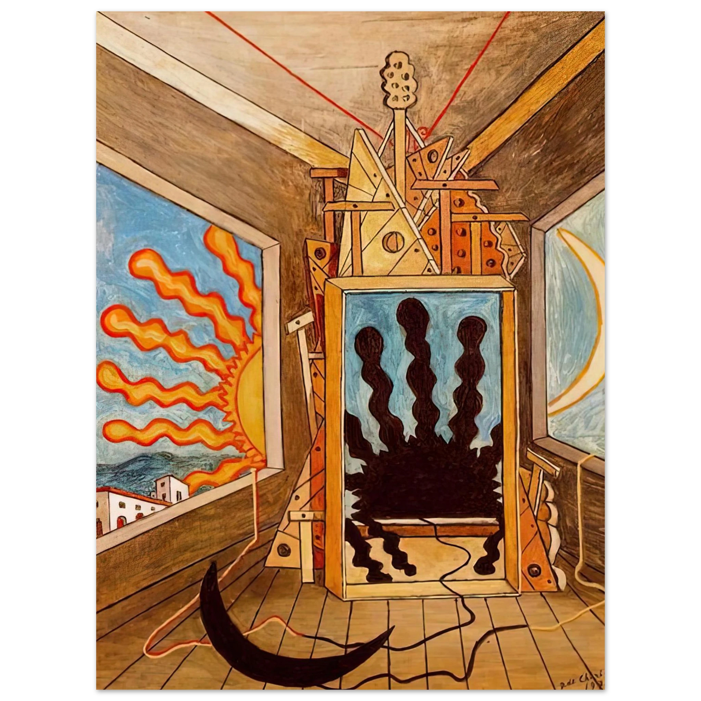 Giorgio de Chirico - METAPHYSICAL INTERIOR WITH SUN WHICH DIES 1971 75x100 cm / 30x40inches Fine Art Poster