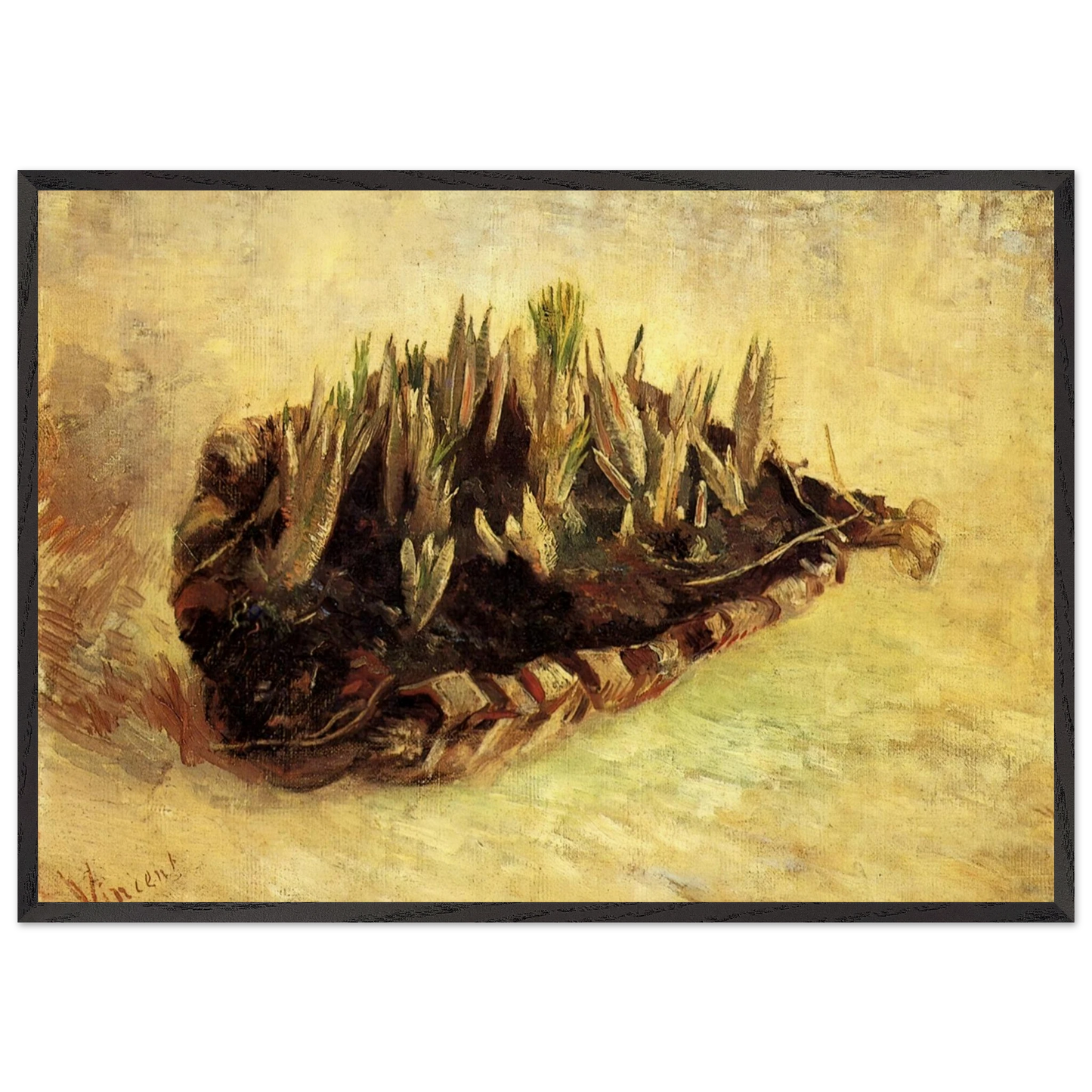 Still Life with a Basket of Crocuses - Vincent van Gogh 70x100 cm / 28x40 inches Framed Art Print – Black Wooden Frame