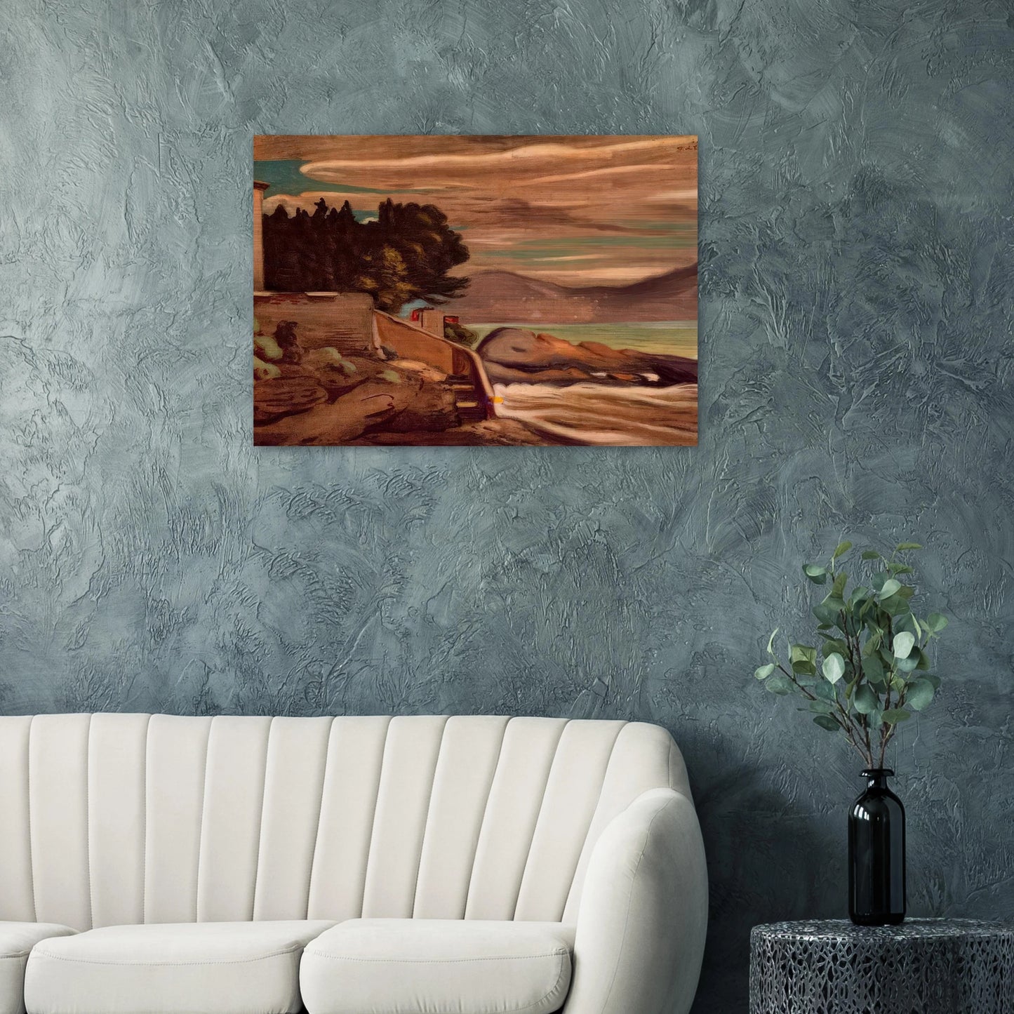 LANDSCAPE NEAR GENOVA - Giorgio de Chirico Brushed Aluminum Print - 70x100 cm / 28x40 inches | Giorgio de Chirico Aluminum Print | Giorgio de Chirico Prints