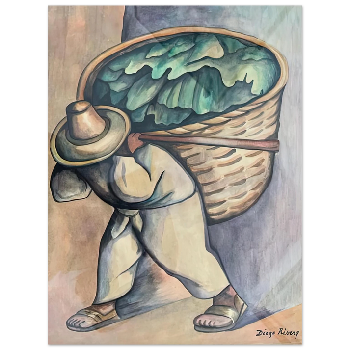 Diego Rivera - EL CARGADOR DE HOJAS DE PLATANO 1953 75x100 cm / 30x40inches Fine Art Poster