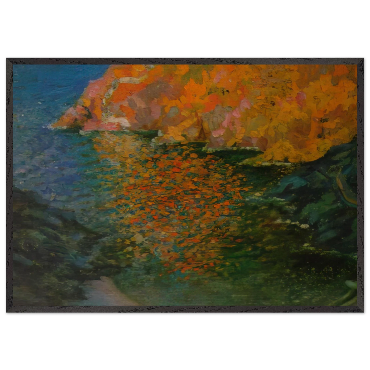 SMALL ROCKY BAY OF NANS CADAQUES 1921 - Salvador Dali 70x100 cm / 28x40 inches Framed Art Print – Black Wooden Frame