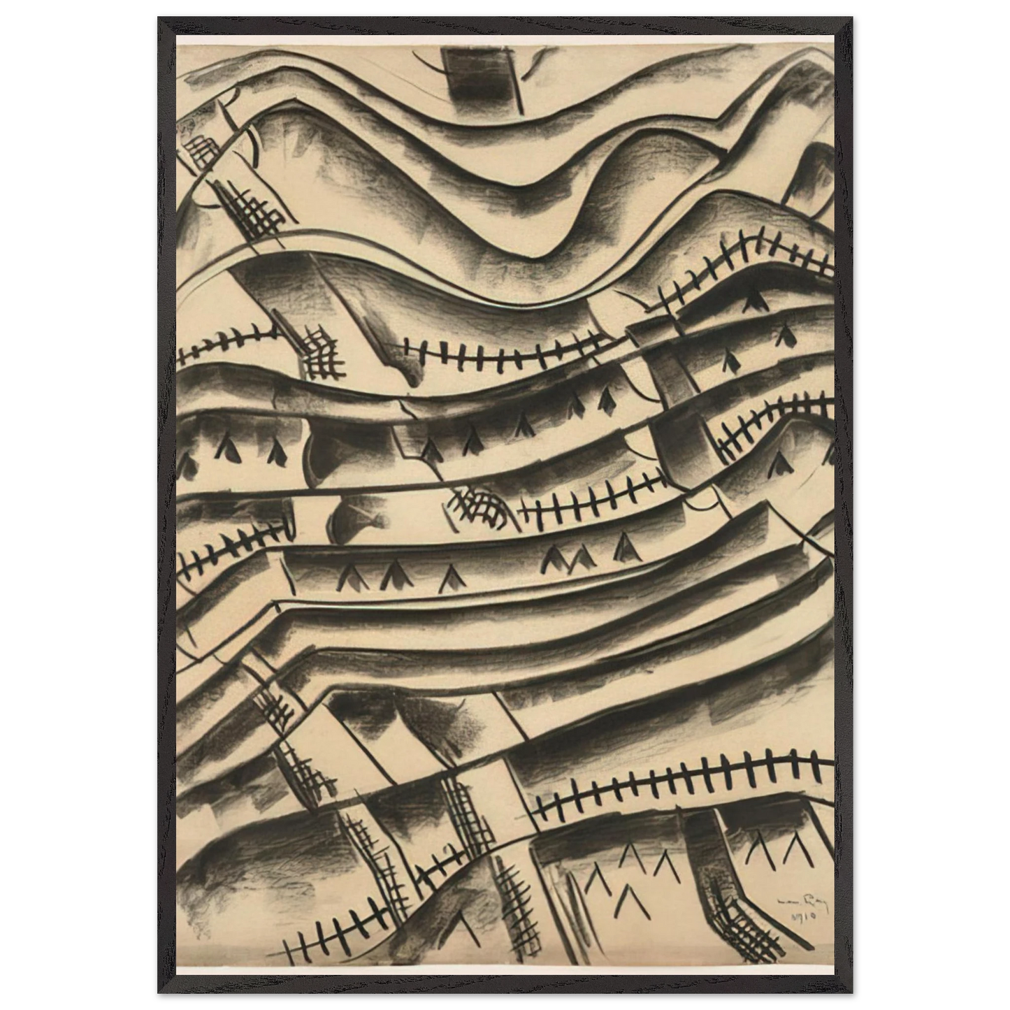 RIDGEFIELD LANDSCAPE - Man Ray 70x100 cm / 28x40 inches Framed Art Print – Black Wooden Frame