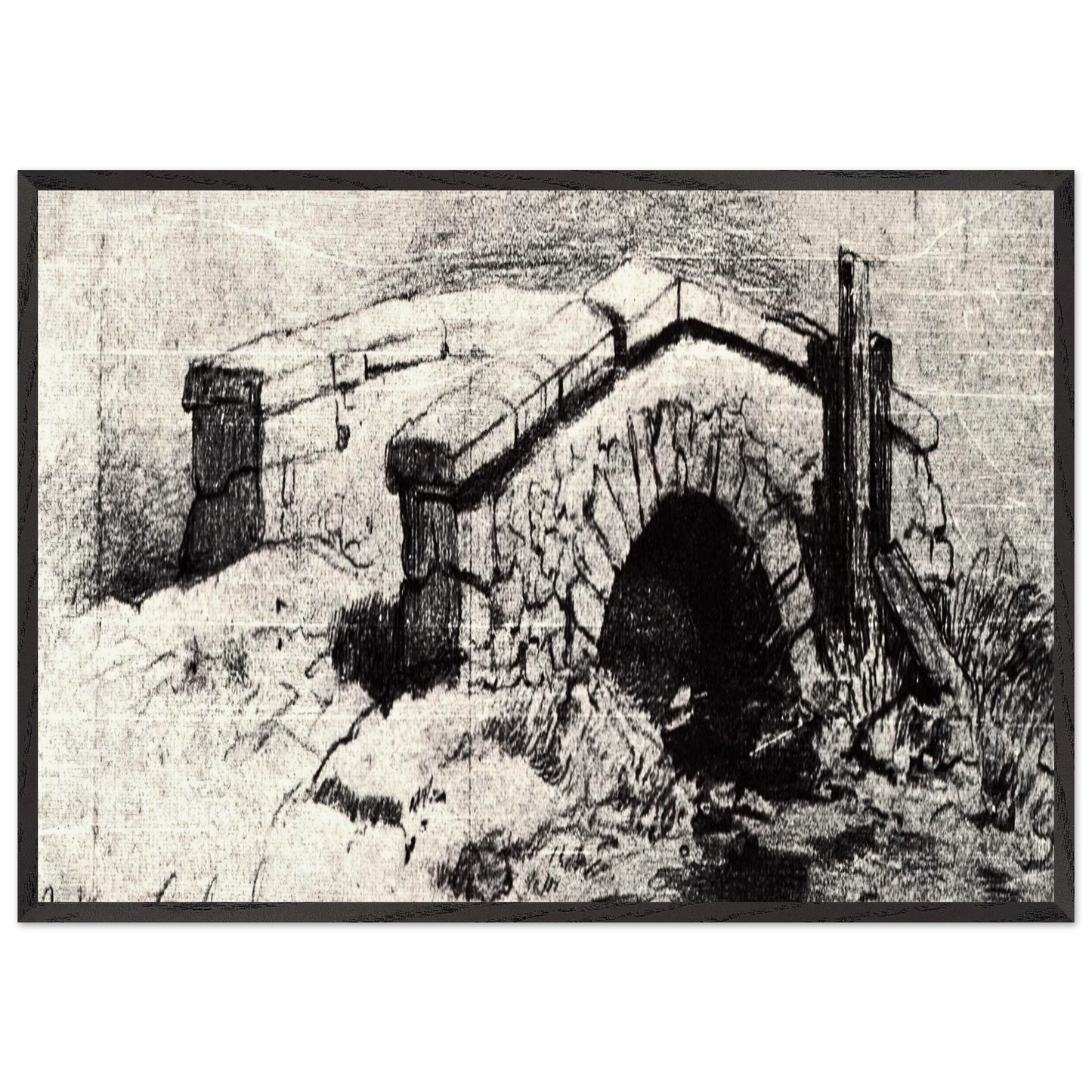 The Bridge - Vincent van Gogh 70x100 cm / 28x40 inches Framed Art Print – Black Wooden Frame