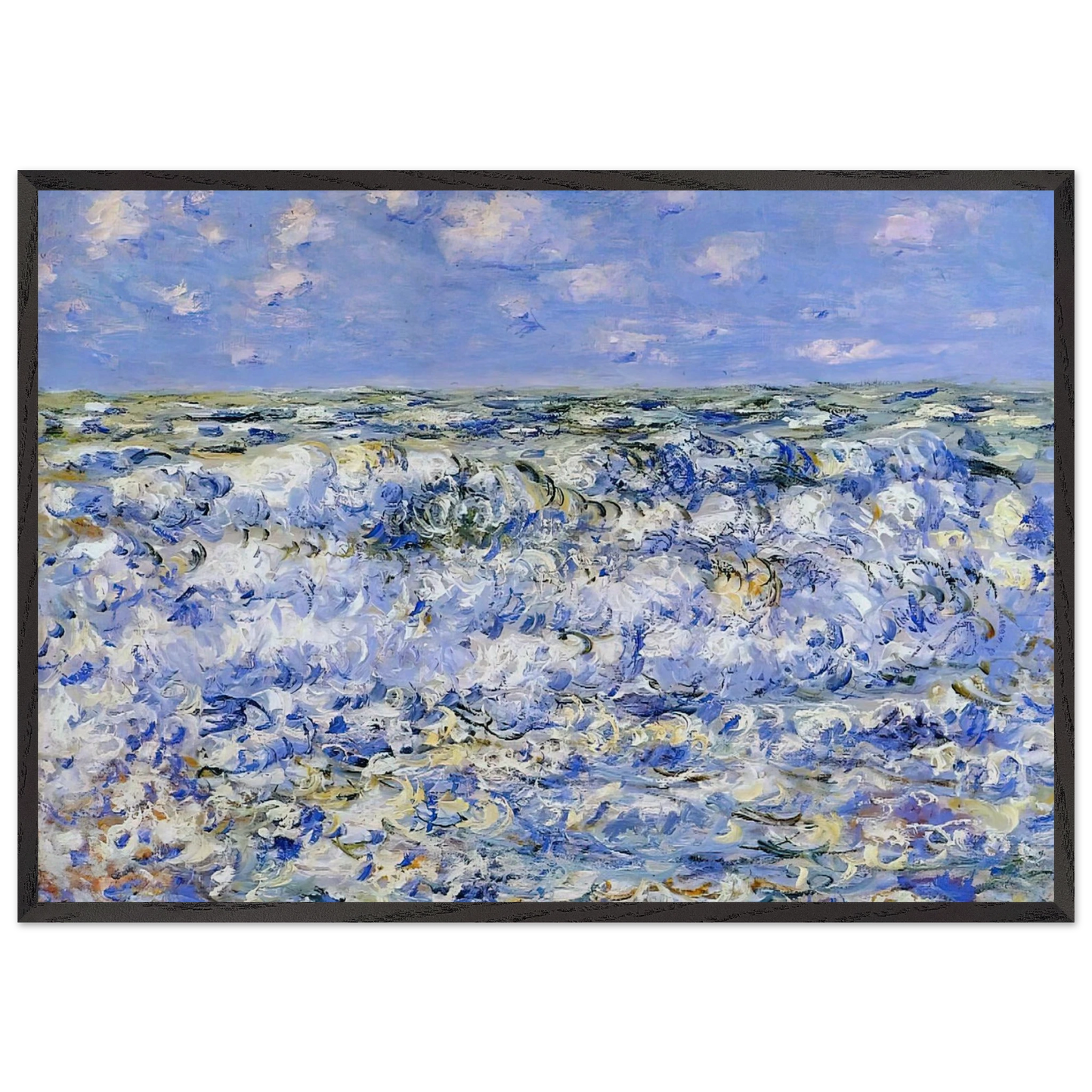 Waves Breaking - claude monet 70x100 cm / 28x40 inches Framed Art Print – Black Wooden Frame