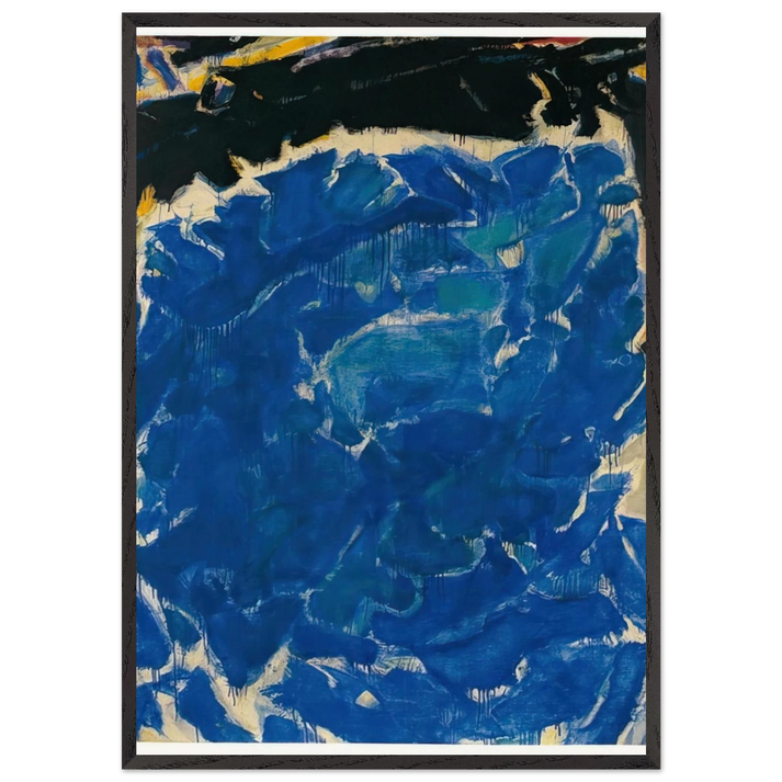 Deep Blue and Black - Sam Francis 70x100 cm / 28x40 inches Framed Art Print – Black Wooden Frame