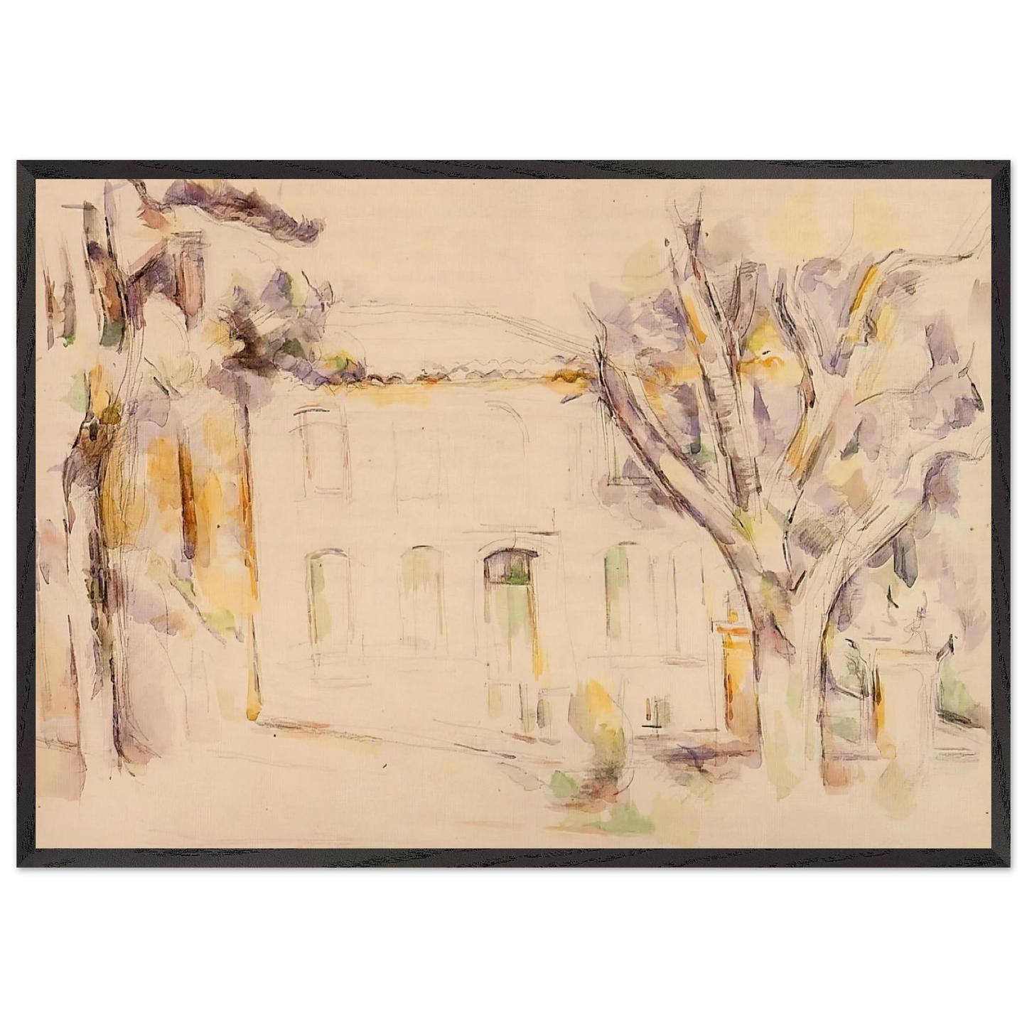 House in Provence - Paul Cezanne 70x100 cm / 28x40 inches Framed Art Print – Black Wooden Frame