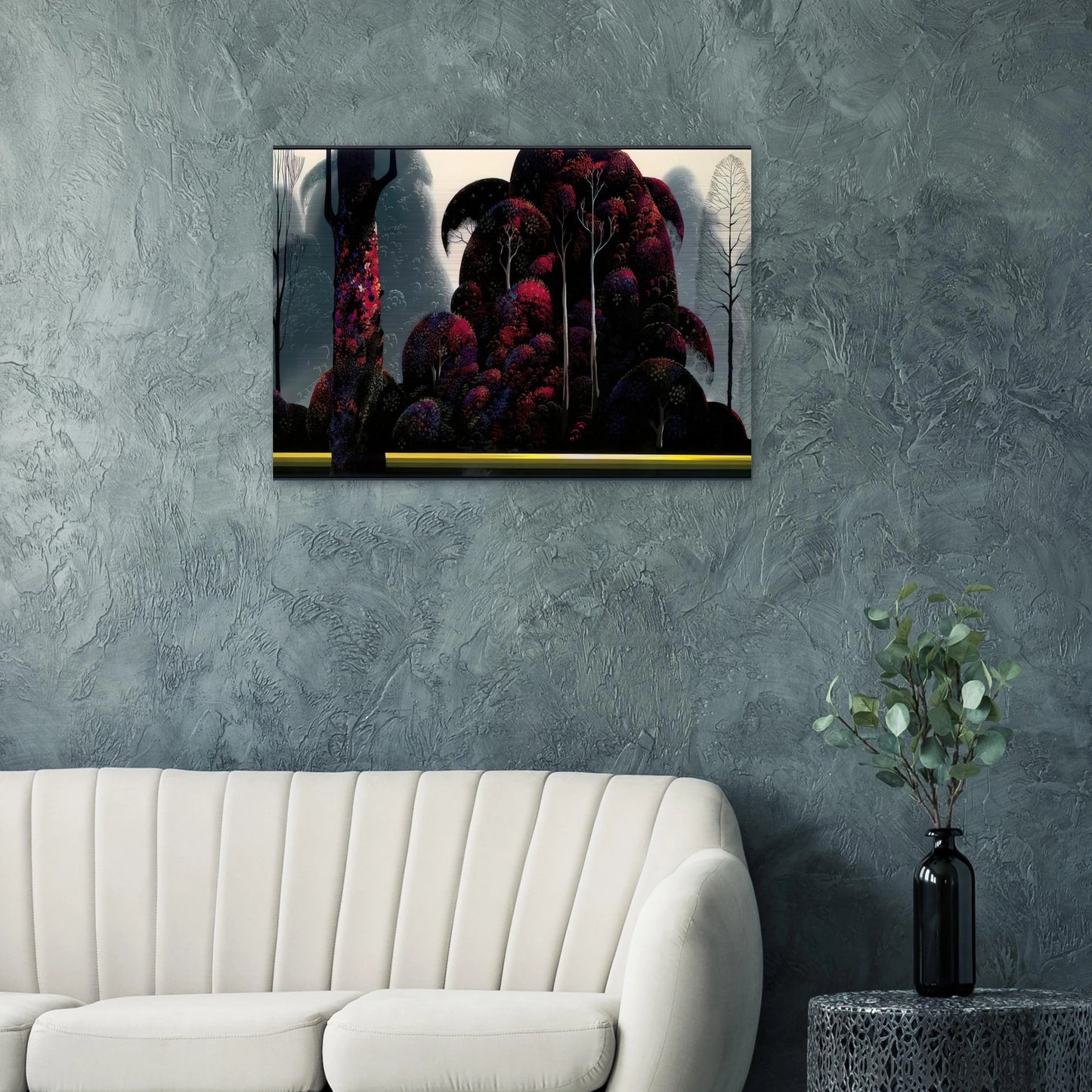 Crimson Eucalyptus - Eyvind Earle Brushed Aluminum Print - 70x100 cm / 28x40 inches | Eyvind Earle Aluminum Print | Eyvind Earle Prints
