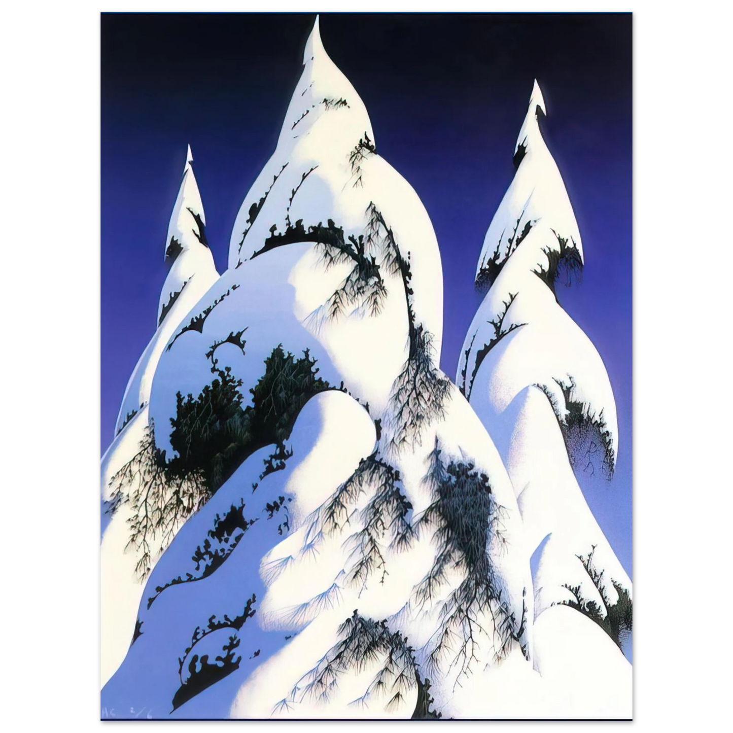 Eyvind Earle - Snow Trees 75x100 cm / 30x40inches Fine Art Poster