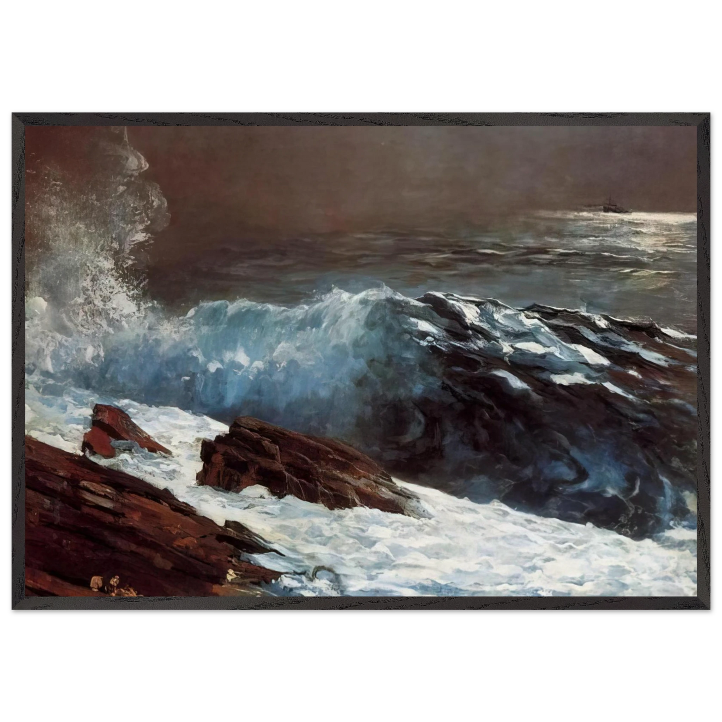 SUNLIGHT ON THE COAST - Winslow Homer 70x100 cm / 28x40 inches Framed Art Print – Black Wooden Frame