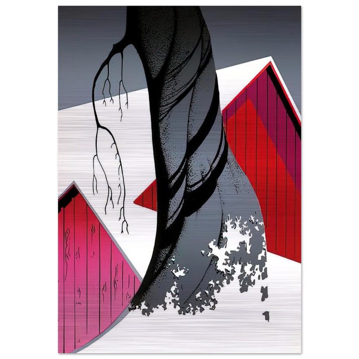 Red Barn and Grey Sky - Eyvind Earle Brushed Aluminum Print - 70x100 cm / 28x40 inches | Eyvind Earle Aluminum Print | Eyvind Earle Prints